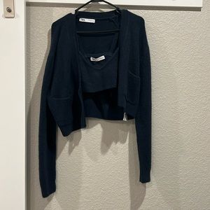 Zara navy sweater set.